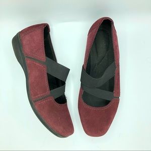 Clarks | Maroon & Black Suede Mary Jane Slip On